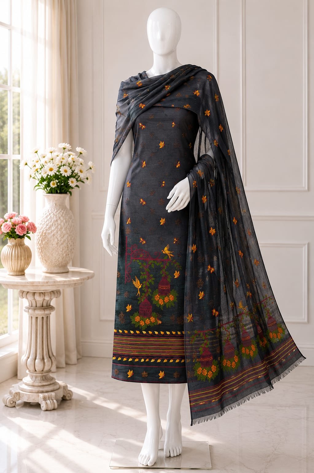 2 Piece Unstitched Soft Salwar Set - Black