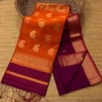 Maheshwari Design Handloom Cotton Silk Sari with Blouse Piece - Blackberry