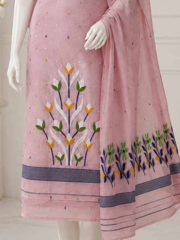 2 Piece Unstitched Soft Salwar Set - Brandy Rose