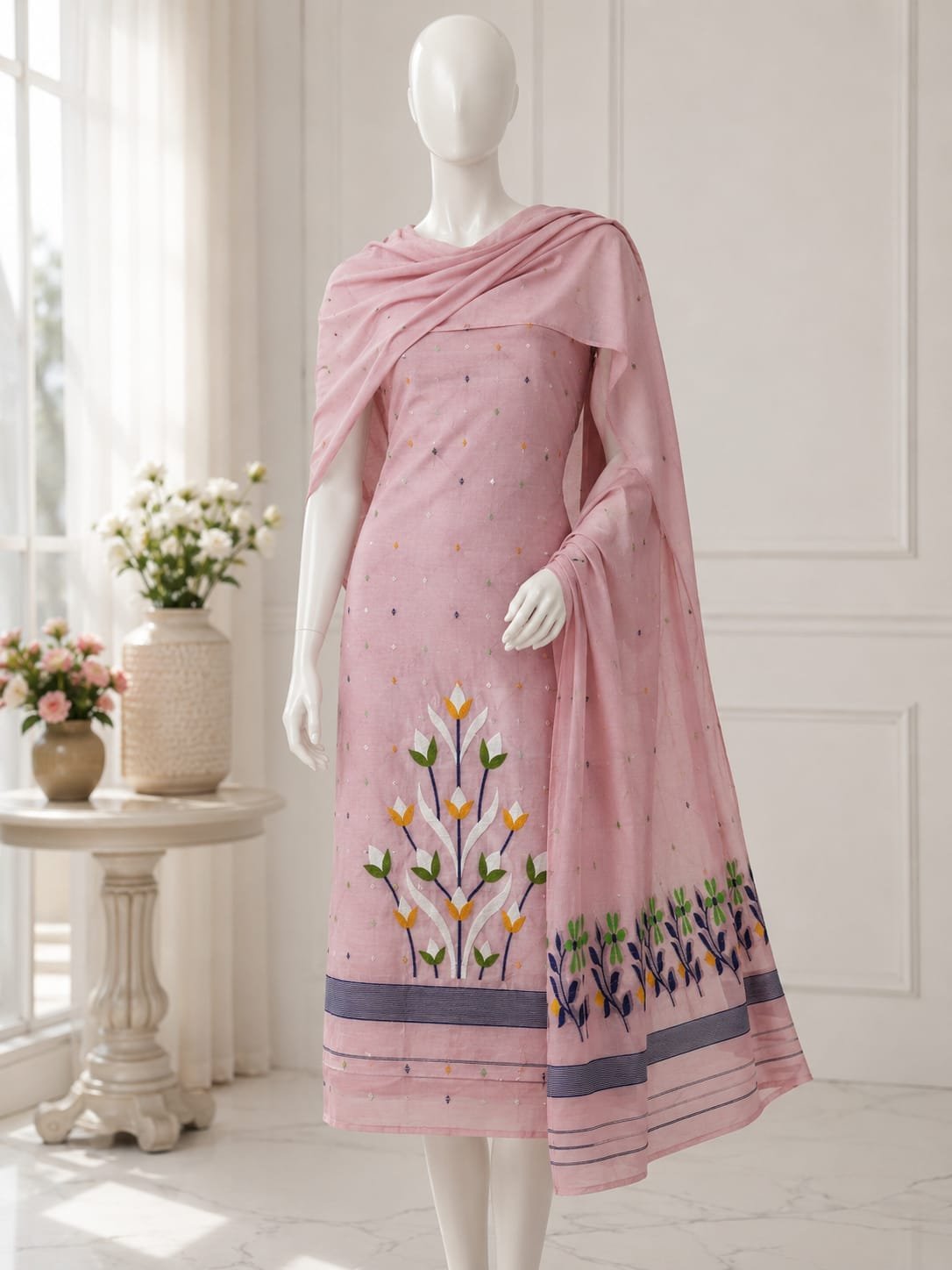 2 Piece Unstitched Soft Salwar Set - Brandy Rose