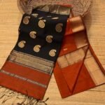 Maheshwari Design Handloom Cotton Silk Sari with Blouse Piece - Brown Red