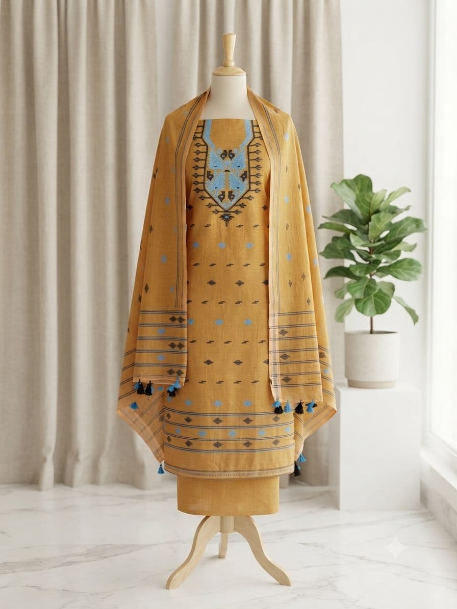 2 Piece Unstitched Soft Salwar Set - Copper