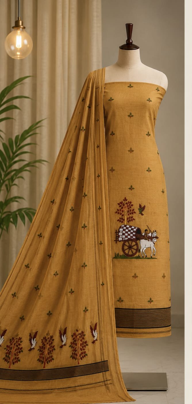 Unstitched Soft 2 Piece Kurta Set - Copper