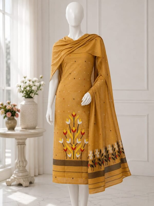2 Piece Unstitched Soft Salwar Set - Copper