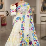 Lota Pata Soft Dhakai Jamdani Saree with Blouse Piece - Cream