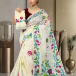 Lota Pata Soft Dhakai Jamdani Saree with Blouse Piece - Cream