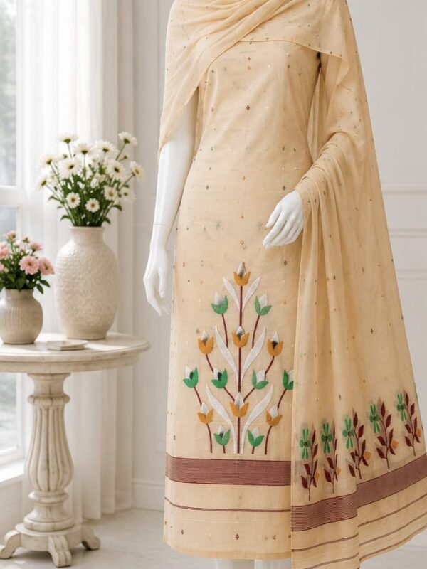 2 Piece Unstitched Soft Salwar Set - Dairy Cream