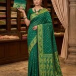 Allover Buti Soft Dhakai Jamdani Sari with Blouse Piece - Bottle Green