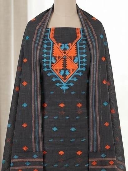 2 Piece Unstitched Soft Salwar Set - Dark Grey
