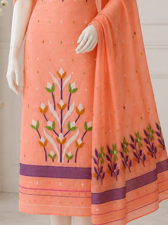 2 Piece Unstitched Soft Salwar Set - Dark Salmon