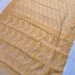 Cream Soft Buti Karat Jamdani Sari With Blouse Piece