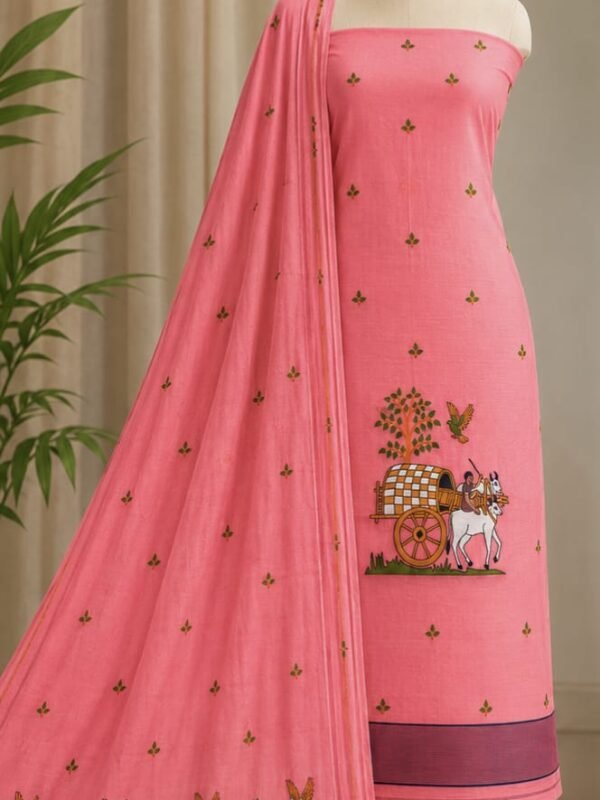 Unstitched Soft 2 Piece Kurta Set - Deep Rose