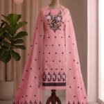 Peacock Design Unstitched Soft 2 Piece Salwar Set - Dirty Pink
