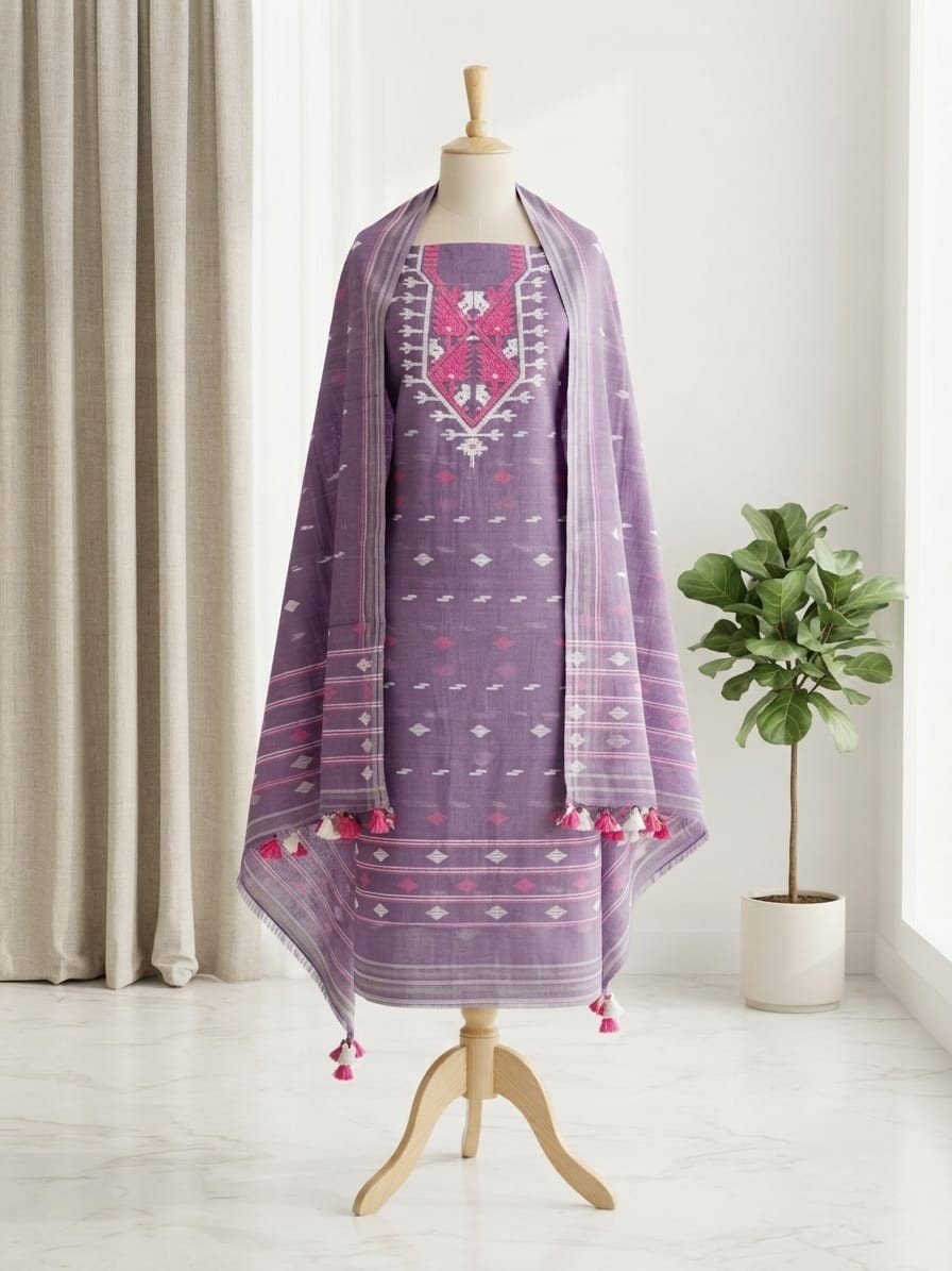 2 Piece Unstitched Soft Salwar Set - Dirty Purple