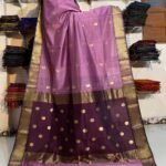 Maheshwari Design Handloom Cotton Silk Sari with Blouse Piece - Dull Pink