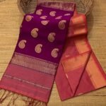 Maheshwari Design Handloom Cotton Silk Sari with Blouse Piece - Dull Red