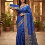Allover Buti Soft Dhakai Jamdani Sari with Blouse Piece - Dusk Blue