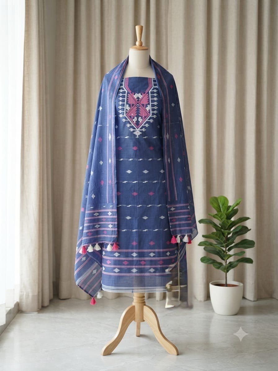 2 Piece Unstitched Soft Salwar Set - Dusky Blue