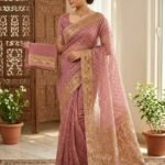 Allover Buti Soft Dhakai Jamdani Sari with Blouse Piece - Dusty Rose