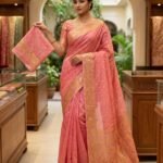 Allover Buti Soft Dhakai Jamdani Sari with Blouse Piece - Dusty Rose