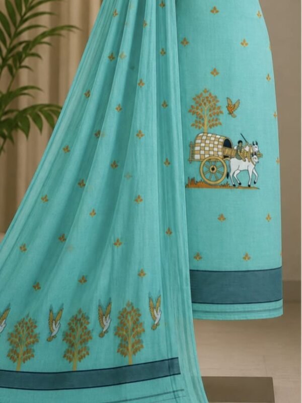 Unstitched Soft 2 Piece Kurta Set - Dusty Teal