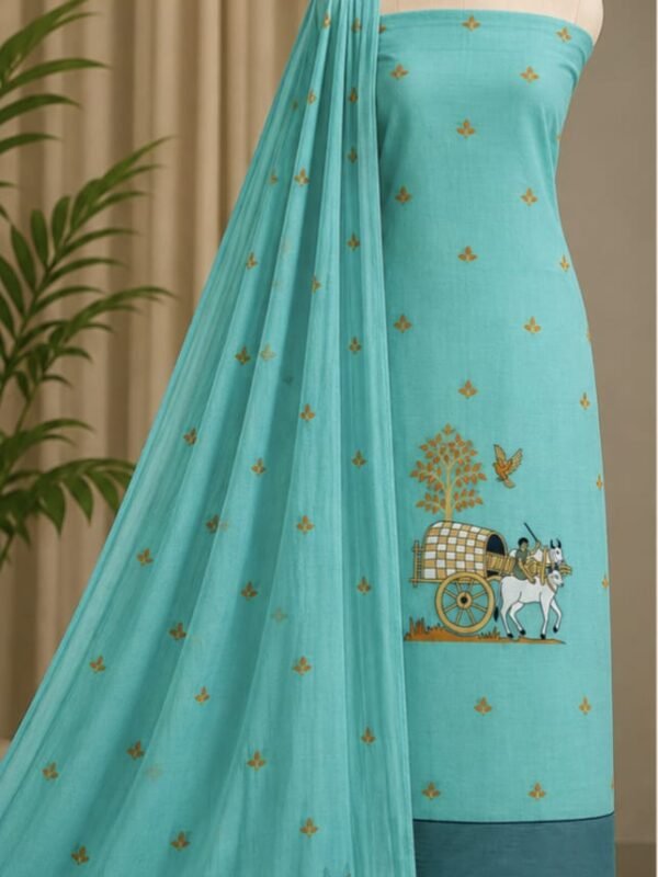 Unstitched Soft 2 Piece Kurta Set - Dusty Teal
