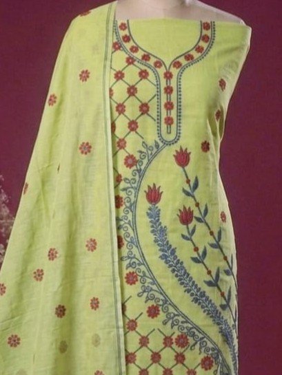 2 Piece Unstitched Soft Salwar Set - Greenish Tan