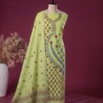 2 Piece Unstitched Soft Salwar Set - Greenish Tan