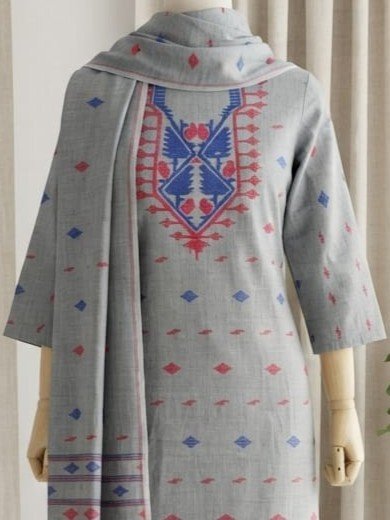 2 Piece Unstitched Soft Salwar Set - Grey