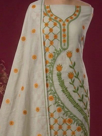 2 Piece Unstitched Soft Salwar Set - Grey Olive