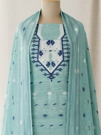 2 Piece Unstitched Soft Salwar Set - Grey Teal