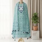 2 Piece Unstitched Soft Salwar Set - Grey Teal