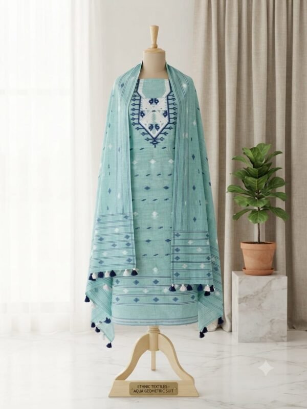 2 Piece Unstitched Soft Salwar Set - Grey Teal