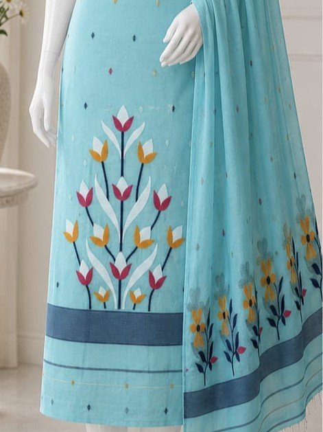 2 Piece Unstitched Soft Salwar Set - Hippie Blue