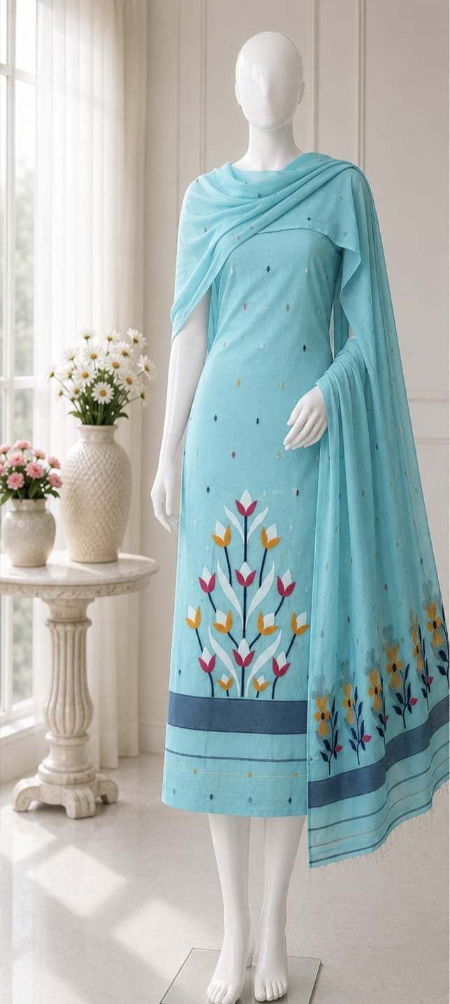 2 Piece Unstitched Soft Salwar Set - Hippie Blue