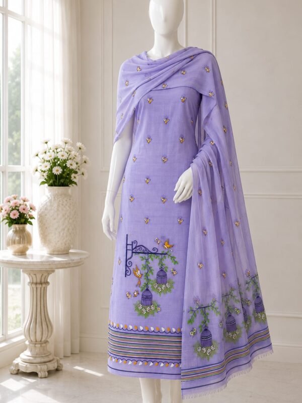 2 Piece Unstitched Soft Salwar Set - Lavender Purple