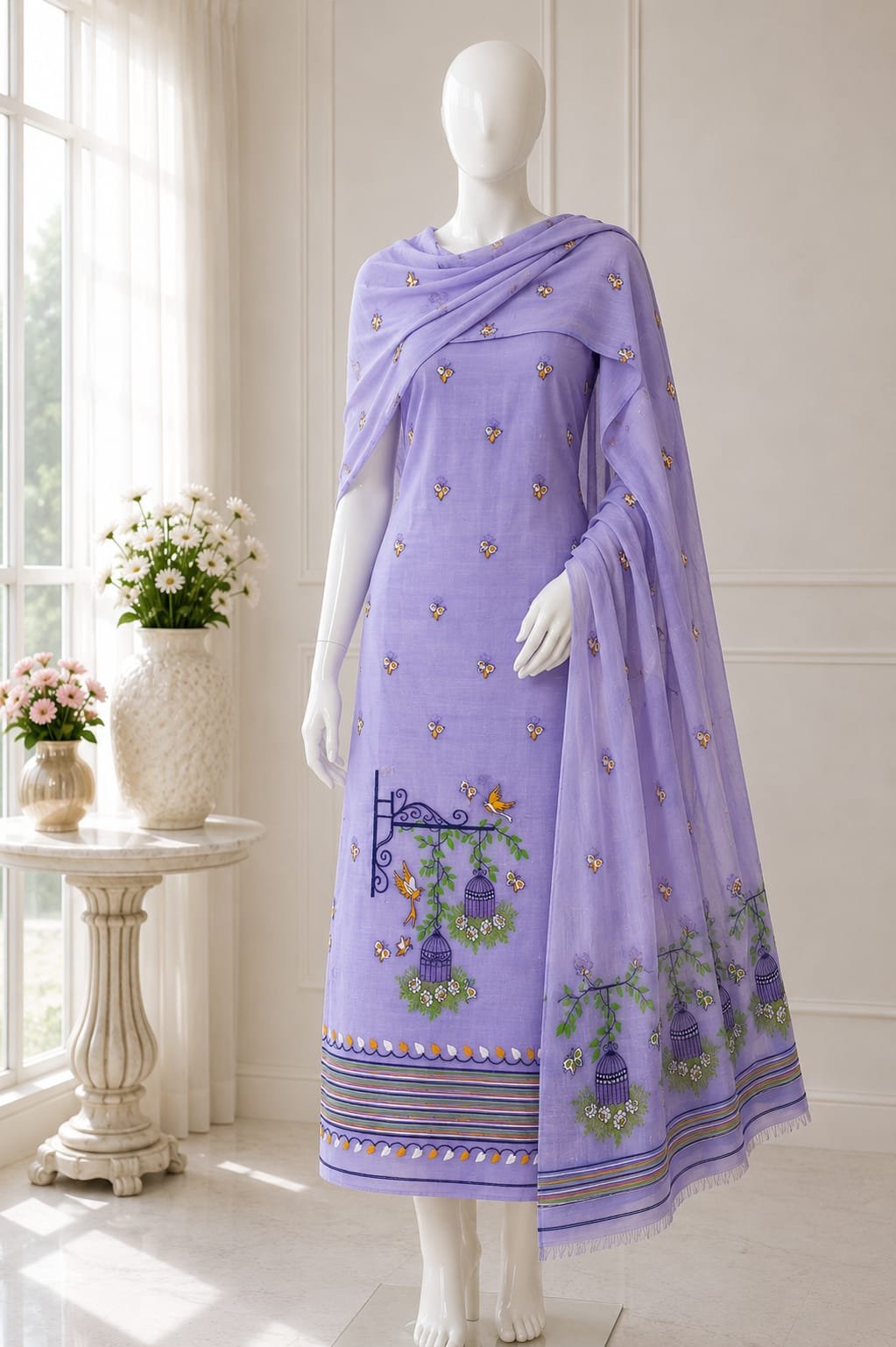 2 Piece Unstitched Soft Salwar Set - Lavender Purple
