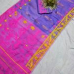 Shiuli Korat Soft Dhakai Jamdani Saree with Blouse Piece - Lavender Purple
