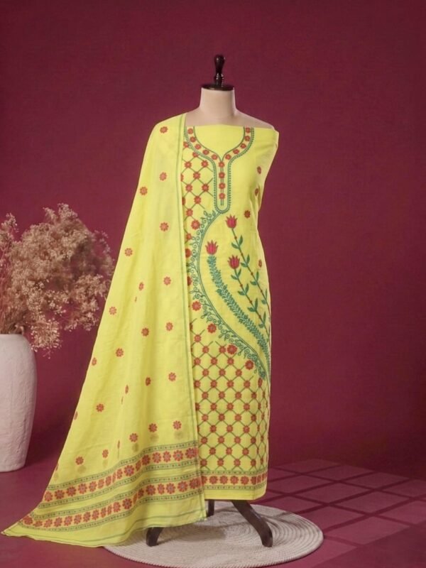 2 Piece Unstitched Soft Salwar Set - Lemon Yellow