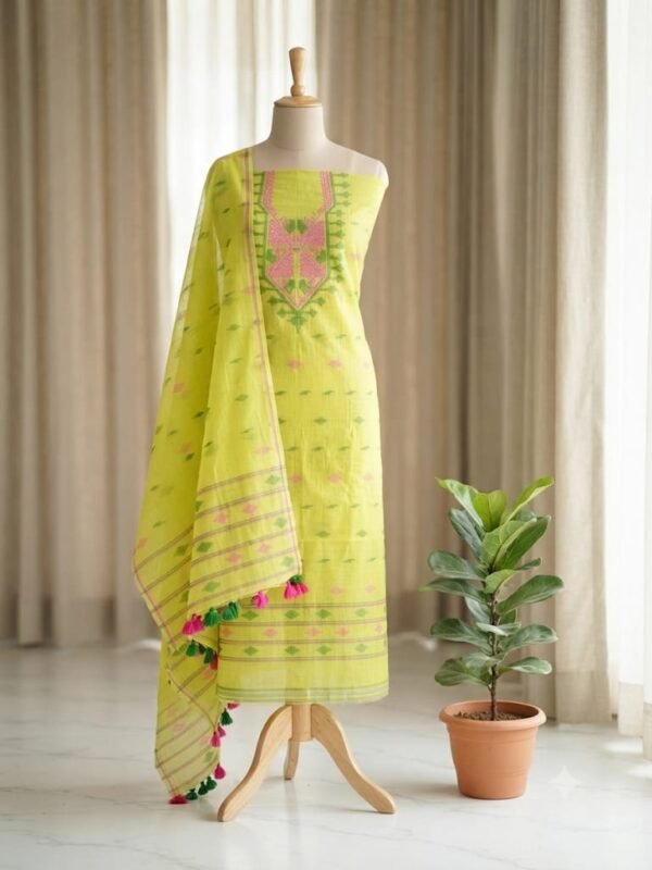 2 Piece Unstitched Soft Salwar Set - Lemon Yellow