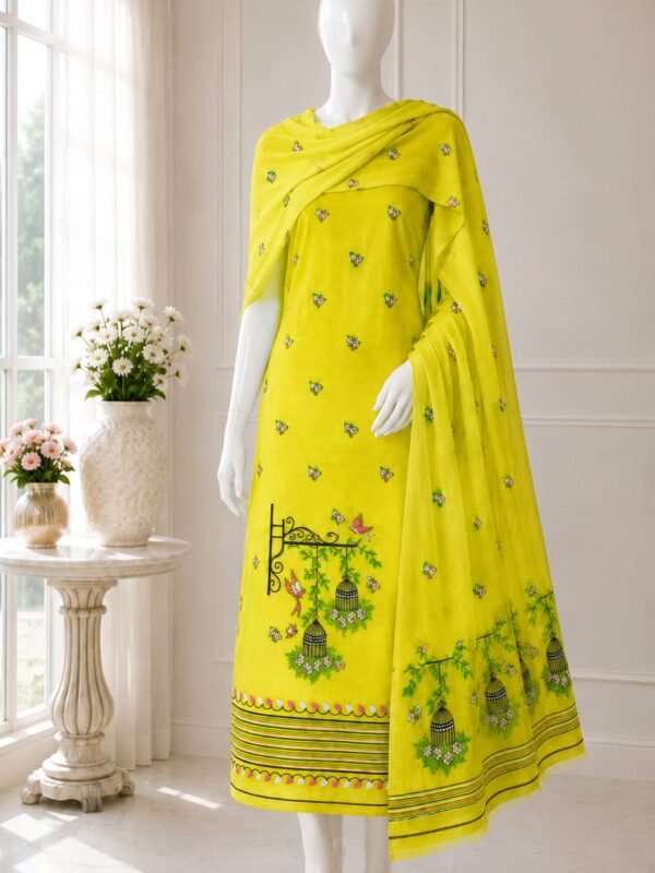 2 Piece Unstitched Soft Salwar Set - Lemon Yellow