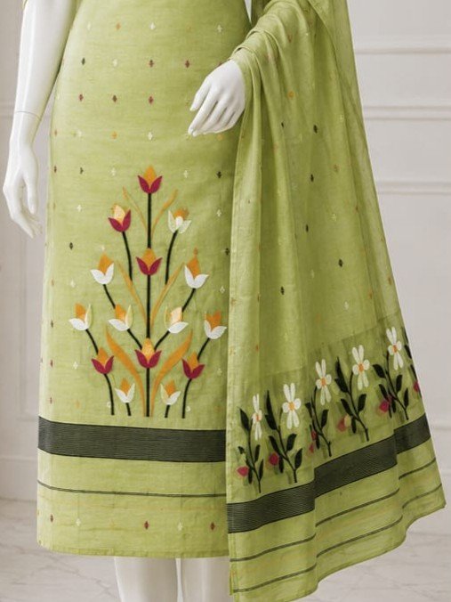 2 Piece Unstitched Soft Salwar Set - Light Camo Green
