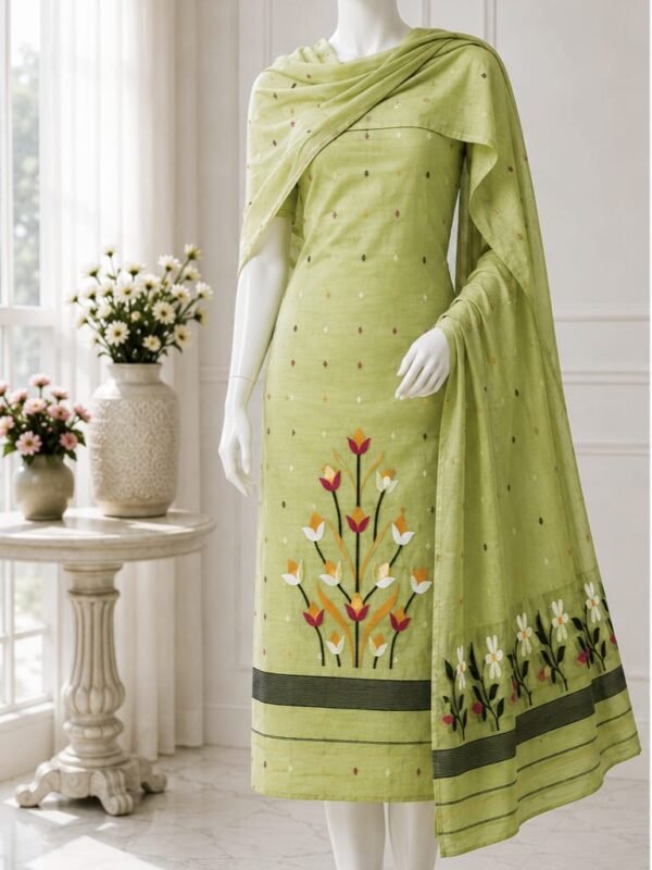 2 Piece Unstitched Soft Salwar Set - Light Camo Green
