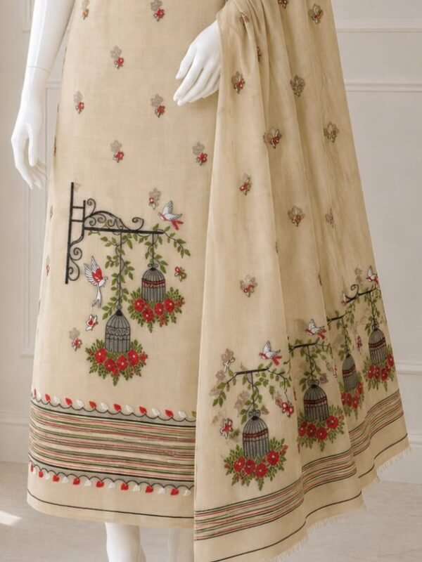 2 Piece Unstitched Soft Salwar Set - Light Cream