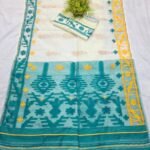 Shiuli Korat Soft Dhakai Jamdani Saree with Blouse Piece - Light Cream