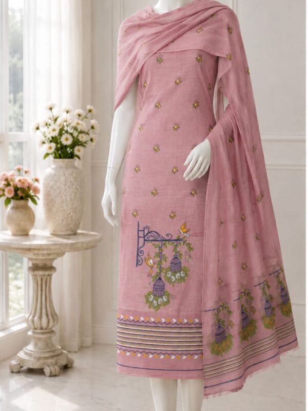2 Piece Unstitched Soft Salwar Set - Light Mauve