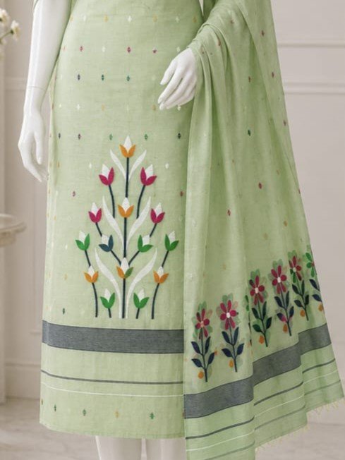 2 Piece Unstitched Soft Salwar Set - Light Olive