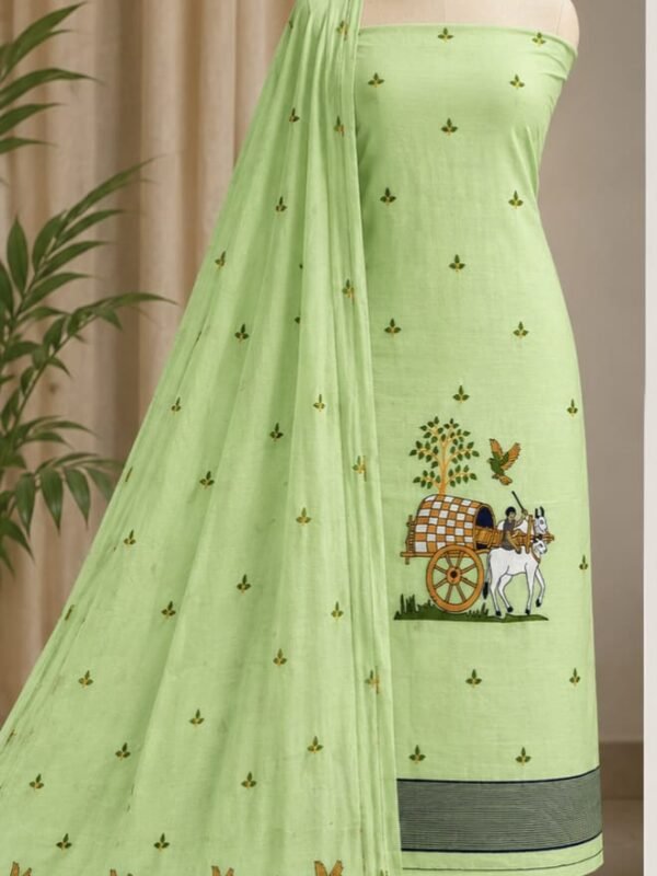 Unstitched Soft 2 Piece Kurta Set - Light Olive