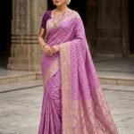 Allover Buti Soft Dhakai Jamdani Sari with Blouse Piece - Light Plum