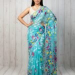 Lota Pata Soft Dhakai Jamdani Saree with Blouse Piece - Light Sea Green